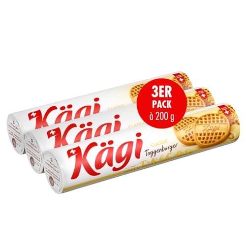 KÄGI Toggenburger Butterbiscuit Classic I Leckere Schweizer Butter Kekse I Dreierpack Knusprige Butterkekse nach Hausrezept I Köstliches Kaffeegebäck 3x200g I Butterplätzchen aus Frischbutter von KÄGI