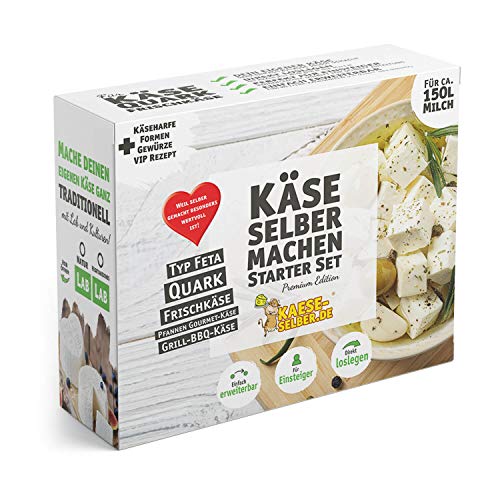 Käse selber machen Starter Set -Premium Edition- inkl. Rezeptmagazin und Videoanleitungen (für Käse, Quark und Frischkäse) von KAESE-SELBER.DE