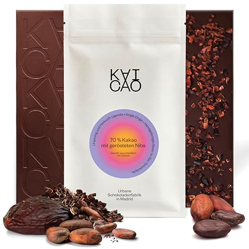 Kaicao Dunkle Schokolade 85% Kakao - Cacao aus Einzigartigem Ursprung Semuliki Forest, Uganda – Vegan, Zuckerfrei, Laktosefrei, Glutenfrei – Mit Datteln Gesüßt – 2 x 70g von KAICAO