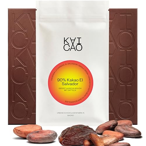 Kaicao Dunkle Schokolade 90% Kakao – Feiner Aroma-Kakao aus Hacienda La Carrera, El Salvador – Mit Datteln gesüßt, ohne raffinierten Zucker – Vegane Schokolade, reich an Antioxidantien – 2 x 70 gr von KAICAO