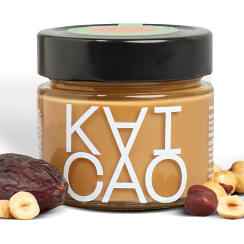 Kaicao Haselnuss-Dattel-Creme – Ohne Raffinierten Zucker, 100% Natürlich, Vegan, Glutenfrei – Geröstete Haselnüsse aus Nordspanien und Deglet Noor Datteln – 250g von KAICAO