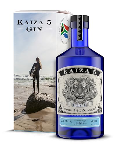 KAIZA 5 BLUE GIN – 0,7 l - 43% | Gin aus Südafrika/Kapstadt | Blumig, beerig, frisch | Holunder, Blaubeere und Drachenfrucht | Beach von KAIZA