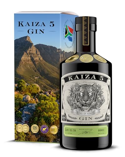 KAIZA 5 GIN Box - 0,5 l - 43% | Der ausgezeichnete -Gin aus Südafrika/Kapstadt in der Geschenkbox | Frisch, weich, exotisch mit schwarzer Johannisbeere und Grapefruit | Perfekt als Gin Tonic|Tafelberg von KAIZA