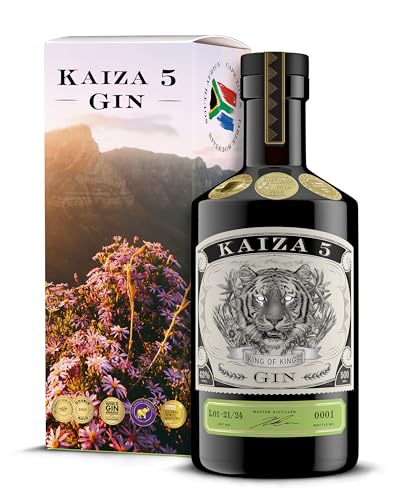 KAIZA 5 GIN Box - 0,5 l - 43% | Der ausgezeichnete -Gin aus Südafrika/Kapstadt in der Geschenkbox | Frisch, weich, exotisch mit schwarzer Johannisbeere und Grapefruit | Perfekt als Gin Tonic | Sunrise von KAIZA