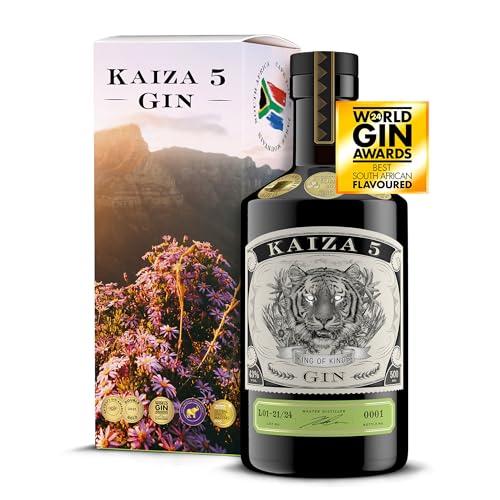 KAIZA 5 GIN - 0,5 l - 43% | Der ausgezeichnete Gin aus Südafrika/Kapstadt | Frisch, weich, exotisch mit schwarzer Johannisbeere und Grapefruit | Perfekt als Gin Tonic | Sunrise von KAIZA