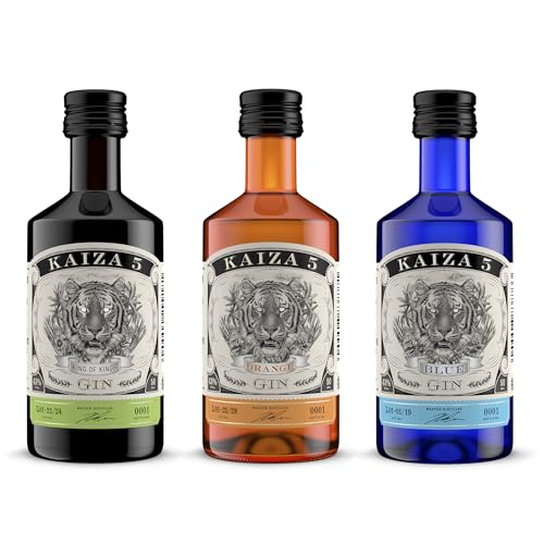 KAIZA 5 Gin Tasting Set – Deine südafrikanische Gin-Expedition | KAIZA 5 GIN, KAIZA 5 BLUE GIN und KAIZA 5 ORANGE GIN in 0,05 l - 43% von KAIZA