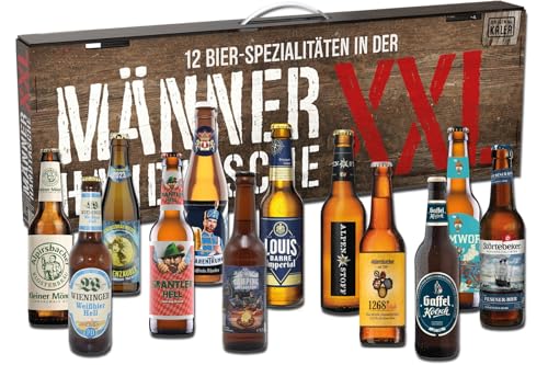 KALEA Männerhandtasche XXL l Bierset mit 12 x 0,33l Bierspezialitäten l Bier-Tasting zu Hause | für alle Fans von verschiedenen Biersorten | Biergeschenk für Männer und Frauen von Kalea
