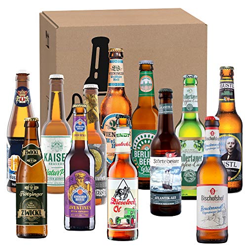 12 x 0,33l Biere aus privaten Brauereien |Vatertag | Männertag | Bierreise | Geschenk für alle Bierliebhaber | Mitbringsel | Biergeschenk (Braun) von Kalea