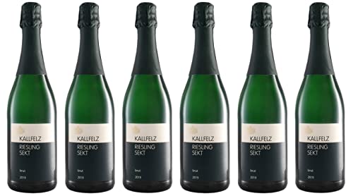 KALLFELZ Riesling Sekt Brut Trocken (6 x 0,75 l), Jahrgang 2019, 11,50% Vol |Ein fruchtiger, rassiger Sekt mit ausgewogener Fruchtsüße von KALLFELZ RIESLING