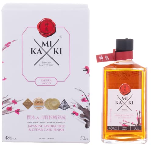 Kamiki Whisky Blended Malt Whisky SAKURA & CEDAR Cask Finish 48% Volume 0,5l in Geschenkbox Whisky von KAMIKI