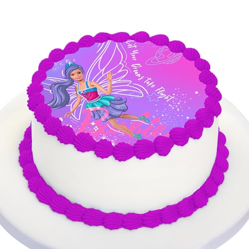 Kardasis Barbie Fairytopia Zuckerpapier Tortenaufleger | Essbarer Aufleger für Torten und Kuchen | Tortendekoration für den Barbie Themengeburtstag | 20 cm rund Zuckerpapier von KARDASIS