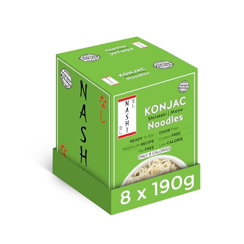 Nashi Konjac Shirataki Premium-Nudeln – geruchsfrei, geeignet für Veganer, fettfrei und kalorienarm, Glucomannan-Keto-freundlich, kohlenhydratarme Ernährung| Verzehrfertig (8×190g) von KETO SKINNY