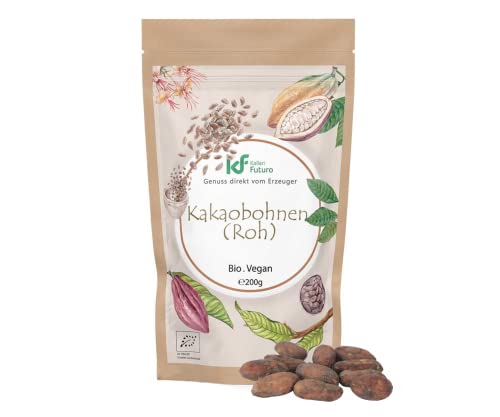 Bio Kakaobohnen der Sorte „Nacional“ | Roh 200g | Naturbelassen und ungeröstet |Edelkakao mit fruchtig-blumigem Aroma von KF Kallari Futuro