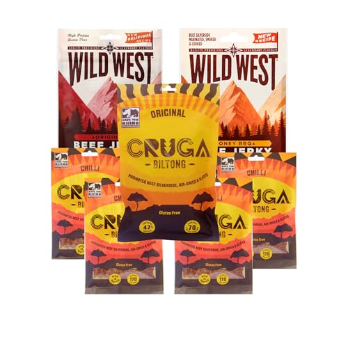 Kings Cruga Wild West Beef Jerky XXL BIG BAG Mix Pack Biltong/Original, Trockenfleisch, High Protein, Glutenfrei 1,14kg von KINGS