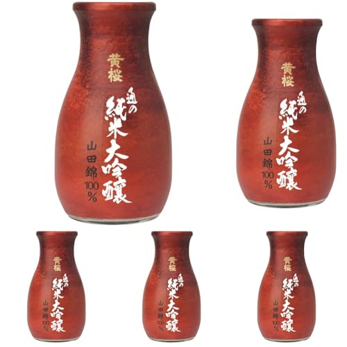 Kizakura "Tsu no Junmai Daiginjo" – exquisiter Premium Sake aus 100% aus Yamadinishiki Reis – Original japanischer Sake – 15% Alkoholgehalt – 1 x 180 ml (Packung mit 5) von KIZAKURA