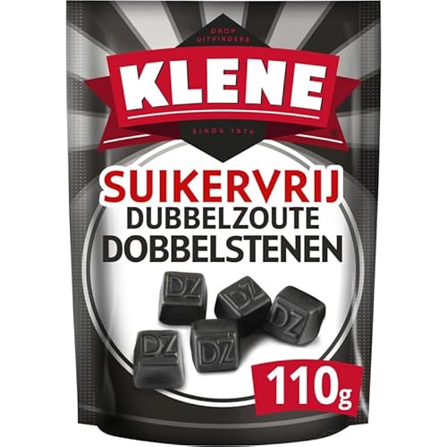 KLENE Suikervrij Dubbelzoute Dobbelstenen I Zuckerfrei I Lakritz I Doppelt-gesalzene Würfel I 110g von KLENE