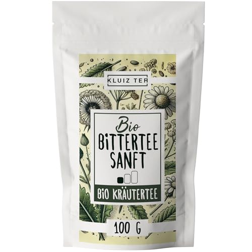 Bio Bittertee Sanft lose - leicht Bitter - 100 Gramm I mit Löwenzahn, Mariendistel, Wermut, und weiteren Bitterkräutern I Bitterstoff Tee by KLUIZ TEA von KLUIZ