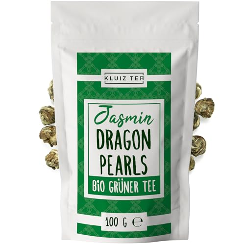 Jasmintee Dragon Pearls - Grüner Jasmin Tee lose I 100 Gramm Grüner Tee Jasmin I Green Jasmine Tea by KLUIZ TEA von KLUIZ