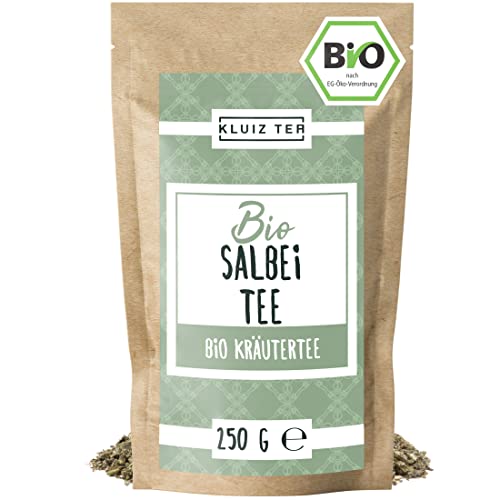 Salbeitee Bio lose - 250 Gramm Bio Salbei Tee I 100% natürlicher Salbei getrocknet aus Biologischem Anbau by KLUIZ TEA von KLUIZ