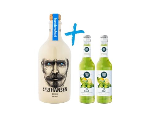 KNUT HANSEN DRY GIN | Geschenkset mit Soda Libre THE BASIL Erfrischungsgetränk | 0,5L Knut Hansen Dry Gin + 2x0,33L Soda Libre The Basil | 42% vol. von KNUT HANSEN DRY GIN