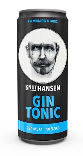 KNUT HANSEN GIN TONIC | Erfrischend und trinkfertig für unterwegs | Hergestellt aus KNUT HANSEN DRY GIN und selbst hergestelltem TONIC | 10% vol. | 1 x 250ml Dose von KNUT HANSEN DRY GIN