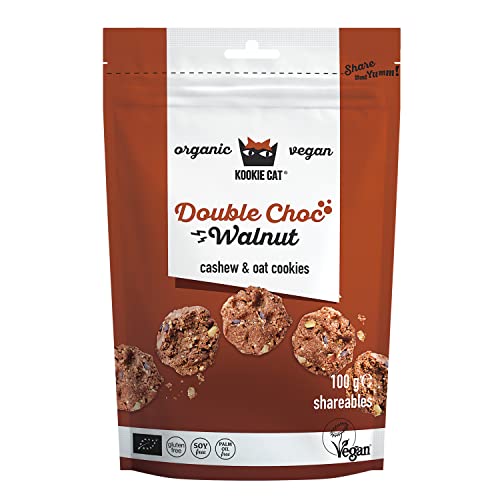 Kookie Cat Double Choc Walnuss Shareables - Mini Vegan Cookies, Glutenfrei, Sojafrei, Bio, Cashew & Hafer-10 x 100g Multipack von KOOKIE CAT