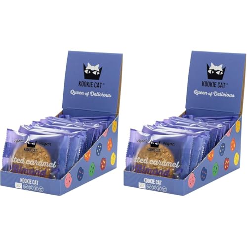 Kookie Cat Salzkaramell Mandel - Vegane Cookies Einzeln Verpackt, Glutenfrei, Sojafrei, Bio, Mandel & Hafer - 12 X 50g Multipack (Packung mit 2) von KOOKIE CAT