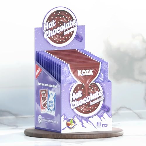 KOZA Instant Getränkepulver einzeln verpackt im Beutel 228gr | Pulver für heiße Schokolade | Türkische Schokolade mit Haselnuss Stückchen |Trinkschokolade | 12x19gr Hot Chocolate Hazelnut von KOZA