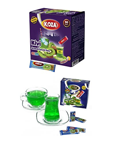 KOZA Kiwi Instant Getränkepulver Stick einzeln Verpackt 50er Pack | Pulver für Heiß oder Kalt Getränk | Türkischer Tee | Ice Tea Pulver | Eistee | Früchtetee | Cay | Teepulver von KOZA