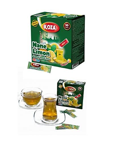 KOZA Minze Zitrone Instant Getränkepulver Stick einzeln Verpackt 50er Pack | Pulver für Heiß oder Kalt Getränk | Türkischer Tee | Ice Tea Pulver | Eistee | Früchtetee | Cay | Teepulver von Koza