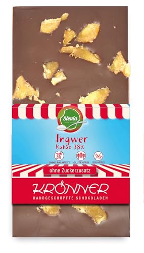 Krönner Stevia-Schokolade Vollmilch 38% mit Ingwer von KRÖNNER KAFFEEHAUS . KONDITOREI . CHOCOLATIER GARMISCH-PARTENKIRCHEN