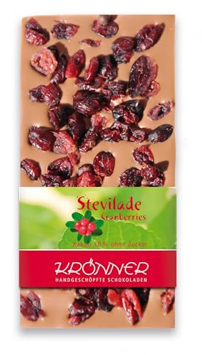 Krönner Stevia-Schokolade Vollmilch mit Cranberries 38% von KRÖNNER KAFFEEHAUS . KONDITOREI . CHOCOLATIER GARMISCH-PARTENKIRCHEN