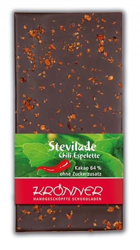 Krönner Stevila-Schokolade Chili Espelette 64% / 100g Tafelschokolade von KRÖNNER KAFFEEHAUS . KONDITOREI . CHOCOLATIER GARMISCH-PARTENKIRCHEN