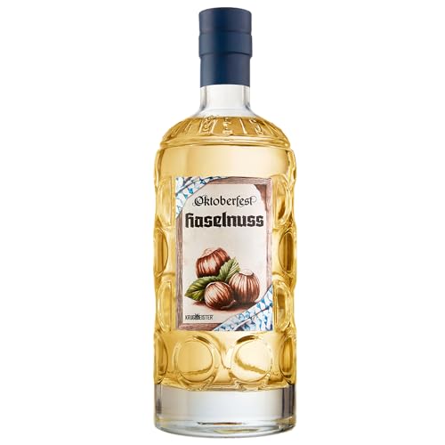 KRUGMEISTER HASELNUSS 41% VOL. - Schnaps Spirituose mit intensivem Haselnuss Geschmack - Süßer Geschmack gerösteter Haselnüsse – Masskrugflasche – 500ml von KRUGMEISTER