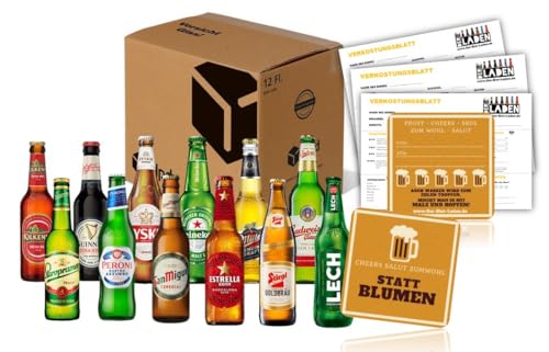 BIERPAKET TESTPAKET Bierreise um die Welt 12x 0,33L Bierspezialitäten - Geschenk für Männer von KÜSTENBUDDEL