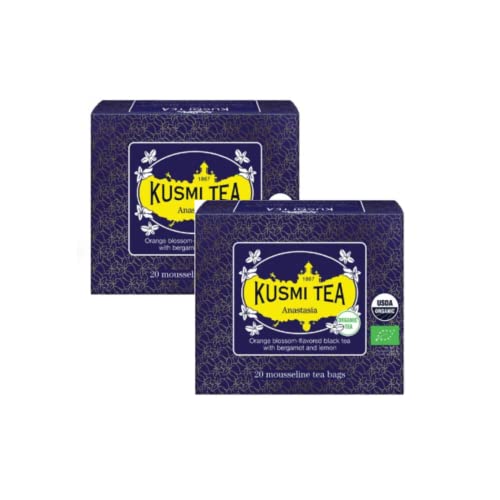 Kusmi Tea® | Anastasia Bio-Schwarztee-Aroma Bergamotte-Zitrone-Limette-Orangen-Blüten - 2 x 20 Teefilter (2 x 40 g) | Aromatisierter Schwarztee von KUSMI TEA