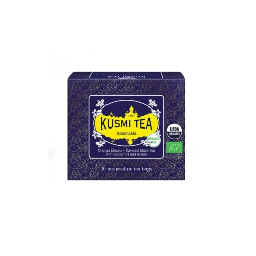 Kusmi Tea® | Anastasia Bio-Schwarztee-Aroma Bergamotte-Zitrone-Limette-Orangen-Blüten - 20 Teefilter (40 g) | Aromatisierter Schwarztee von KUSMI TEA