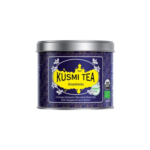 Kusmi Tea® | Anastasia Bio-Schwarztee Bergamotte, Zitrone und Limette | Aromatisierter BIO-Schwarztee – 100 g lose Metalldose von KUSMI TEA