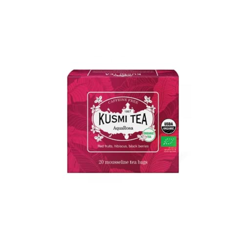 Kusmi Tea® | Aqua Rosa BIO-Aufguss aus roten Früchten und Hibiskus | Kräutertee aus roten Früchten ohne Koffein - 20 Filter (40 g) von KUSMI TEA