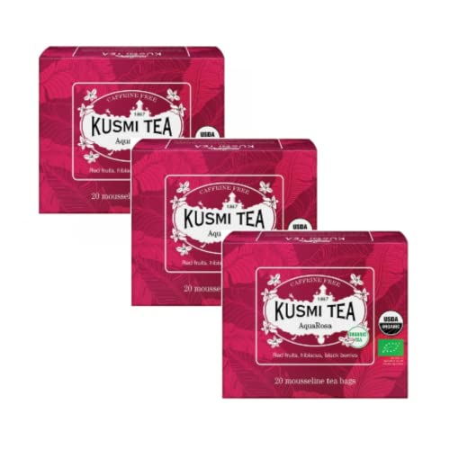 Kusmi Tea® | Aqua Rosa BIO-Aufguss aus roten Früchten und Hibiskus | Kräutertee aus roten Früchten ohne Koffein - 3 x 20 Filter (3 x 40 g) von KUSMI TEA