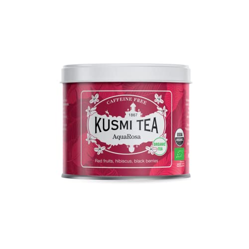 Kusmi Tea® | AquaRosa Bio-Aufguss aus gemischten roten Früchten ohne Koffein | Wildbeer-Kräutertee – 100 g lose Metalldose von KUSMI TEA