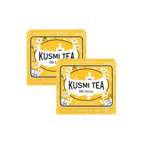 Kusmi Tea® | BB Detox | Grüner Tee aromatisiert mit Grapefruit, Yerba Mate, Fenchel und Löwenzahn – 2 x 20 Filter (2 x 44 g) von KUSMI TEA