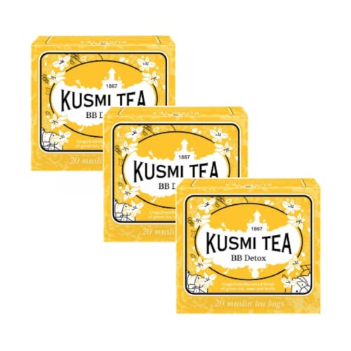 Kusmi Tea® | BB Detox | Grüner Tee aromatisiert mit Grapefruit, Yerba Mate, Fenchel und Löwenzahn – 2 x 20 Filter (2 x 44 g) von KUSMI TEA