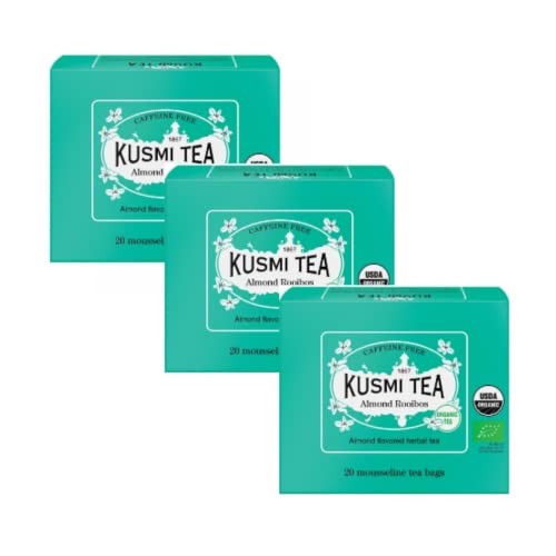 Kusmi Tea® | BIO-Rooibos- und Mandelaufguss | Rooibos ohne Koffein, Mandelgeschmack – 3 x 20 Filter (3 x 40 g) von KUSMI TEA