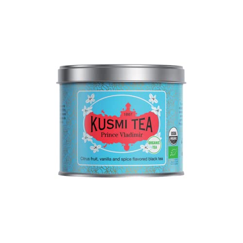 Kusmi Tea® | BIO-Schwarztee Principe Vladimir Zitrusfrüchte Vanillegewürze | Schwarzer Tee, Zimt, Vanille, Nelken, Zitrusfrüchte – 100 g lose Metalldose von KUSMI TEA