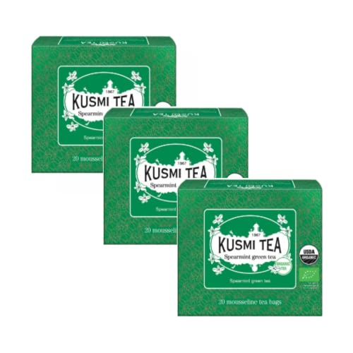 Kusmi Tea® | Bio-Gunpowder-Grüntee mit Pfefferminze | Grüntee-Minzblätter – 3 x 20 Teefilter von KUSMI TEA