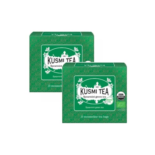 Kusmi Tea® | Bio-Gunpowder-Grüntee und Minze | Grüner Tee und Minzblätter – 2 x 20 Teefilter (2 x 40 g) von KUSMI TEA