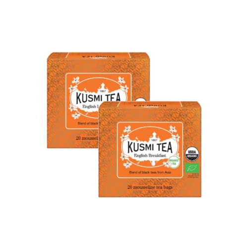 Kusmi Tea® | Bio-Schwarzteemischung für englisches Frühstück – 2 x 20 Teebeutel (2 x 40 g) | Englisches Frühstück BIO Black Ceylon und Black Assam gemischt von KUSMI TEA