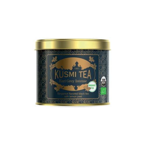 Kusmi Tea® | Earl Grey Bio-Schwarztee mit intensivem Bergamottengeschmack | Earl Grey Schwarzteeblätter (100 g) Metalldose von KUSMI TEA