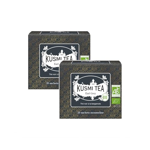 Kusmi Tea® | Earl Grey Tee Bergamotte | BIO-Schwarztee-Bergamotte-Geschmack | Mischung aus ausgewählten Schwarztees mit Bergamottengeschmack – 2 x 20 Filter (2 x 40 g) von KUSMI TEA